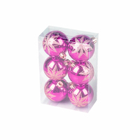 Usine Jintai prix de gros fait nouveau design 6cm 6 pièces ensemble de boules d'arbre de Noël rondes incassables en plastique dans une boîte en PVC