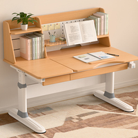 Table d'étude pour enfants en bois massif moderne OEM |   Bureau ergonomique réglable en hauteur avec étagère de rangement et porte-stylos pour la maison, le bureau, le salon et la chambre