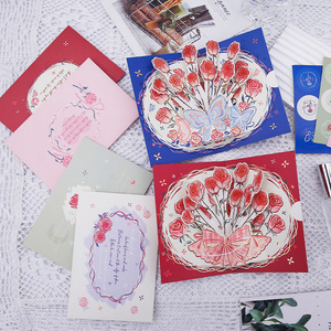 Carte de vœux surprise à estampage à chaud, motif rose vintage, pour Tanabata, la fête des pères, la Saint-Valentin, carte pop-up 3D - Product Image 2