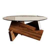 Table basse moderne en verre durable avec pieds robustes en MDF, meubles de salon pour la maison ou le bureau