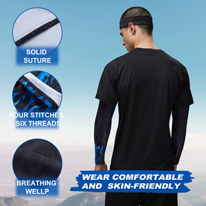 ปลอกแขนปั่นจักรยาน สีดำ ลายเปลวไฟสีน้ำเงิน ป้องกันรังสียูวี กีฬากลางแจ้ง สำหรับผู้ใหญ่ทุกเพศ - Product Image 2