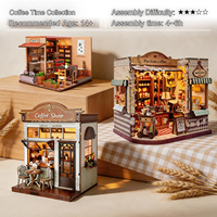 Kit de bibliothèque DIY Magic Book Nook, puzzle en bois 3D, maison de poupée miniature, modèle de construction, serre-livres avec meubles et lumière LED