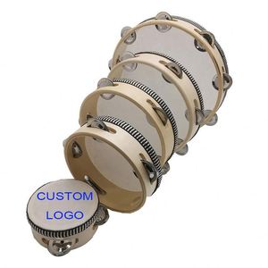 Tambourin en bois personnalisé avec logo sérigraphié, instrument de percussion pour église et mariage, Tamburelli Matrimonio - Product Image 1