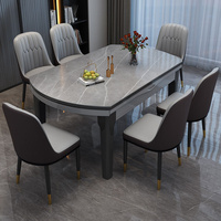 Table à manger rétractable moderne en chêne extensible pour meubles de ferme et de restaurant combinaison de chaises en bois pour la maison