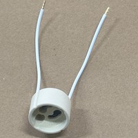 Douille/Support de lampe GU10 en céramique beige transfrontalier 250V à vis, fil de silicone tout cuivre épaissi de 10 cm avec queue à dents de requin