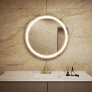 Miroir de salle de bain LED rond haut de gamme sans cadre avec givre intérieur et éclairage double face - Product Image 3
