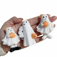 Patung Hantu Kristal Giok Putih Alami Grosir Dengan Patung Labu Batu Permata Penyembuhan Reiki Dekorasi Halloween