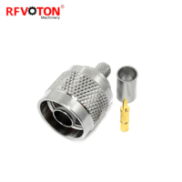 Konektor Koaksial RF Tipe N Male Crimp Solder Non Solder Pin Terminal Plug Kompatibel dengan Kabel Koaksial LMR240 RG8X H155 RG59