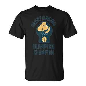 Overthinking Olympics Champion T-Shirt Noir Adulte Unisexe - Product Image 1