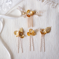 Élégant Cuivre Fleur Épingles À Cheveux De Mariée Peignes À Cheveux De Mariage En Céramique Floral Femmes Boucles D'oreilles Ensembles De Bijoux De Mariée