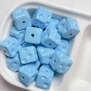 Lo último en accesorios de joyería de cadena de teléfono móvil DIY, cuentas sueltas lacadas de queso acrílico cuadrado, plástico Lucite 14,5mm multicolor - Product Image 4