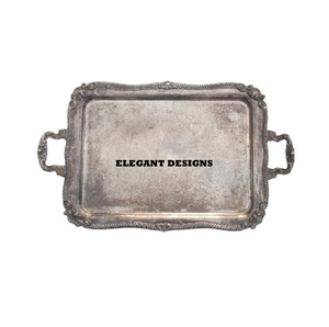 ถาดรองเสิร์ฟทองเหลืองสไตล์วินเทจคลาสสิกจานชามทองเหลืองแฟนซีสำหรับโต๊ะอาหารงานดีไซน์เนอร์ทรงสี่เหลี่ยมทำมือ - Product Image 5