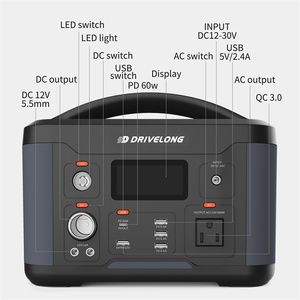 Station d'énergie portable tout usage 600Wh avec batterie lithium-ion et contrôleur MPPT pour applications solaires automobiles - Product Image 2