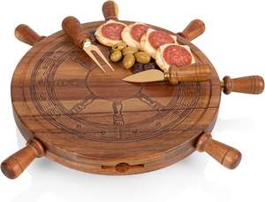 Ensemble de planches <span class=keywords><strong>à</strong></span> fromage en bambou et acacia de qualité supérieure - Planche <span class=keywords><strong>à</strong></span> <span class=keywords><strong>d</strong></span>écouper ronde/en forme de <span class=keywords><strong>vis</strong></span> avec couteaux pour servir et offrir en cadeau - Product Image 1