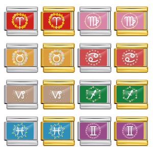 12 Dijes de Constelaciones Italianas Modulares para Pulseras, de Acero Inoxidable, Rectangulares, Accesorios de Joyería DIY para Hacer Pulseras - Product Image 1