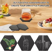 Sous-verres ronds en pierre d'ardoise noire en vrac avec support pour table basse, mariage, fête, bar, cuisine, usage domestique