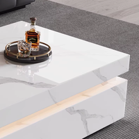 Meubles de salon modernes minimalistes de luxe léger, table basse carrée en marbre naturel BTCT019 pour usage domestique ou hôtelier