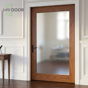 Puerta Exterior de Madera Personalizada con 6 Paneles de Vidrio para Casa, Puerta de Entrada Pivotante de Madera Sólida de Roble y Caoba - Product Image 4