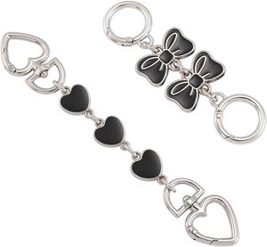 Anbys Silver Bag <b>Chain</b> Purse <b>Extender</b> <b>Chain</b> Purse Strap <b>Extender</b> Bag Charms Black Heart Bow - Product Image 1