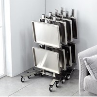 Chariot de salon moderne et minimaliste Nova CC55 en acier inoxydable, pliable, à 4 roues, multi-usages pour salon de beauté/coiffure