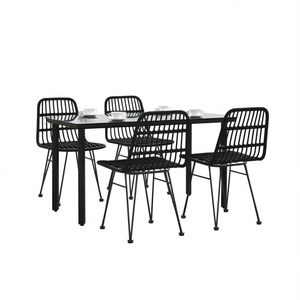 Set da Pranzo da Giardino Nero con Struttura in Metallo, 4 Posti, Arredamento Esterno Contemporaneo Resistente alle Intemperie - Product Image 1