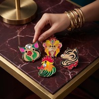 Badge Métallique Animal du Zodiaque Chinois Personnalisé, Épinglette en Émail Dur, Broche Souvenir de Festival, Cadeau