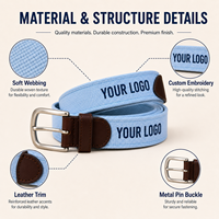 Ceinture en toile brodée personnalisée, ceinture de golf en sangle tissée avec garniture en cuir, boucle à ardillon métallique, ceinture OEM à marque privée
