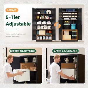 <span class=keywords><strong>Armarios</strong></span> de Almacenamiento de Acero Letaya <span class=keywords><strong>con</strong></span> Puertas <span class=keywords><strong>con</strong></span> Cerradura, 5 Niveles Ajustables, Cerradura <span class=keywords><strong>con</strong></span> <span class=keywords><strong>Llave</strong></span>, para Hogar, Oficina, Almacén e Industria (Negro) - Product Image 4