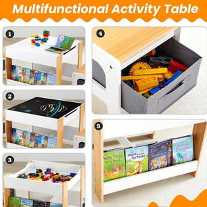 <span class=keywords><strong>ชุด</strong></span><span class=keywords><strong>โต๊ะ</strong></span>และเก้าอี้<span class=keywords><strong>เด็ก</strong></span><span class=keywords><strong>โต๊ะ</strong></span>4 in 1สำหรับ<span class=keywords><strong>เด็ก</strong></span>วัยหัดเดินพร้อมลิ้นชักเก็บของโต๊ะกิจกรรมไม้สำหรับ2 in 1<span class=keywords><strong>โต๊ะ</strong></span>ถอดออกได้ชั้นหนังสือ - Product Image 6