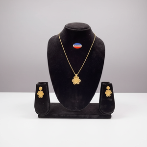 Juego de Collar y Pendientes de Latón U1 con Baño de Oro de 24K, Diseño de Flor, Elegante y Moderno, Joyería Fina para Novias - Product Image 2