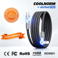 Cable de Datos de Estilo Mecha con Trenzado de 48 Hilos de Aleación de Zinc, Doble Ángulo y Rotación de 180°, Compatible con Laptops de 15 Pulgadas, Carga USB-C