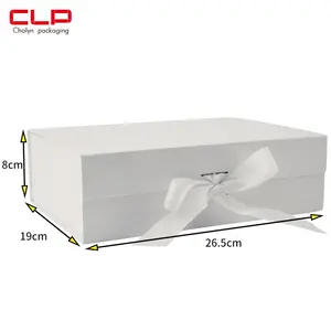 New products Packaging Wholesale Custom White Magnetic Gift Folding Paper Box With Ribbon
