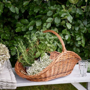 Round Shape Woven Wicker <b>Basket</b> with Handle Portable Picnic Hamper for <b>Bread</b> and Fruits Storage - Product Image 1