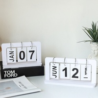 Calendrier perpétuel en métal, calendrier de bureau à feuilles mobiles en acier inoxydable, base en cuir, affichage de la date, pour le bureau, la maison, décoration, cadeau