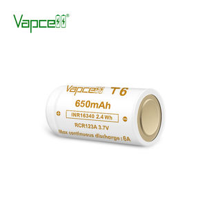 Vapcell 16340 650mah 6a T6 RCR16340 Rcr 123a Lithium Li Ion 16340 3v 3.7v <span class=keywords><strong>Rcr123a</strong></span> <span class=keywords><strong>Batterie</strong></span> rechargeable - Product Image 2