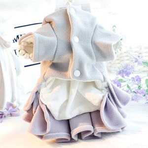 Vêtements d'hiver pour petits chiens, tenues en laine pour chats, tutu princesse doublé polaire, vêtements chauds pour chiots Teddy, tenues de fête, fournitures pour animaux de compagnie en gros - Product Image 5