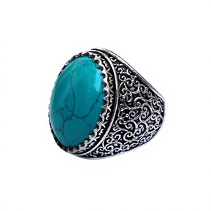 Anillo Vintage de Labradorita para Hombre, Chapado en Oro Antiguo, Latón con Filigrana Étnica, Anillo Ovalado con Piedra Natural - Product Image 4