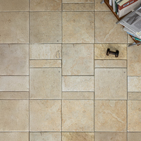 Carrelage effet pierre calcaire beige rétro, carrelage de sol vintage antidérapant pour cour