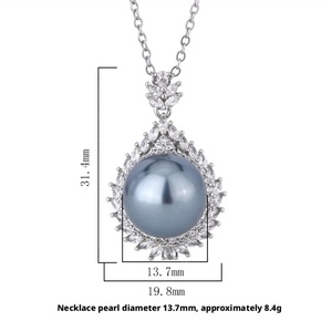 Bulk Supply Trendy Eco-friendly Copper Silver Plated Jewelry Elegant 14mm Shell Pearl Pendant Necklace for Female Daily Wear - Product Image 6