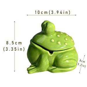 Petite <span class=keywords><strong>grenouille</strong></span> en céramique <span class=keywords><strong>cendrier</strong></span> couverture Portable Anti-mouche cendres mignon chinois décor pour bureau maison salon thé animal bureau décor - Product Image 6