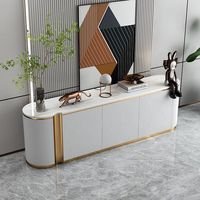 Meuble TV JXT de luxe léger avec plateau en marbre, meuble de salon moderne, unité TV longue, centre de divertissement, armoire pour hôtel