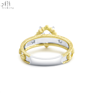 Bagues de fiançailles semi-montées de qualité exceptionnelle, bijoux en or jaune et blanc massif 18 carats avec diamants naturels, bagues assorties - Product Image 4