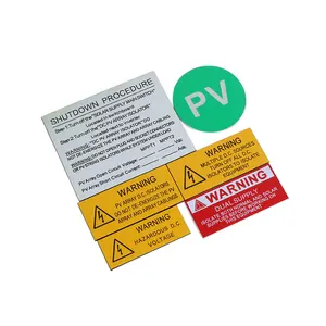 Australia Standard Solar Panel Label Kit ABS Plastic Sheeting Label mit Adhesive Sticker