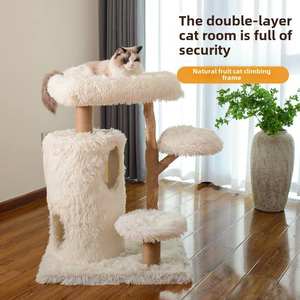 Moderner Kratzbaum aus Massivholz, Platzsparender Turm mit Mehreren Ebenen, Integrierter Kletterrahmen mit Sprungplattformen und Sisal-Kratzstamm für Zuhause - Product Image 2