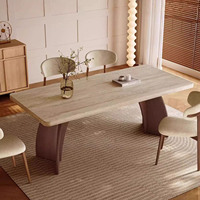 Ensemble de table à manger en bois luxueux et populaire, table rectangulaire 6 places à vendre, ensemble de table à manger design minimaliste et moderne