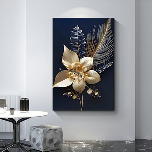 2025 nóng màu xanh và vàng vải sơn trừu tượng hoa lá vải in hình ảnh printwall nghệ thuật trang trí - Product Image 3