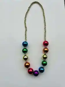 Cheap Price Mardi Gras Beads Metallic Jumbo Chain Link Necklace Mardi Gras Throw Ball Beads Plastic Necklace For Carnival