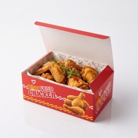 Boîte à poulet frit personnalisée imprimée, boîte alimentaire jetable en papier avec poignée, emballage à emporter pour la restauration rapide