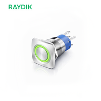 Botón pulsador cuadrado de 12V 24V con anillo LED RGB impermeable y función de retención momentánea para caja de control