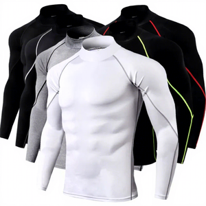 T-shirt de compression pour homme à manches longues, pour la course à pied, la gym, l'entraînement, vêtements de sport - Product Image 1